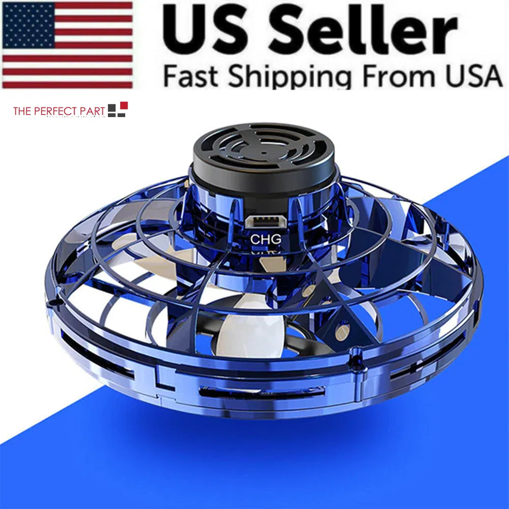 Blue flying fidget spinner drone